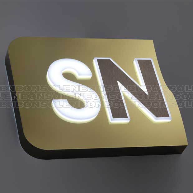 Lightbox with opaque background in aluminium composite and push through letters in relief